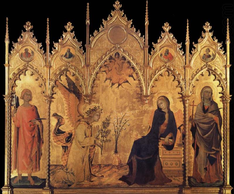 La Anunciacion,Con los Santos Ansano y Margarina y Cuatro profesar, Simone Martini